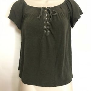American Eagle Olive Green Off the Shoulder Shirt